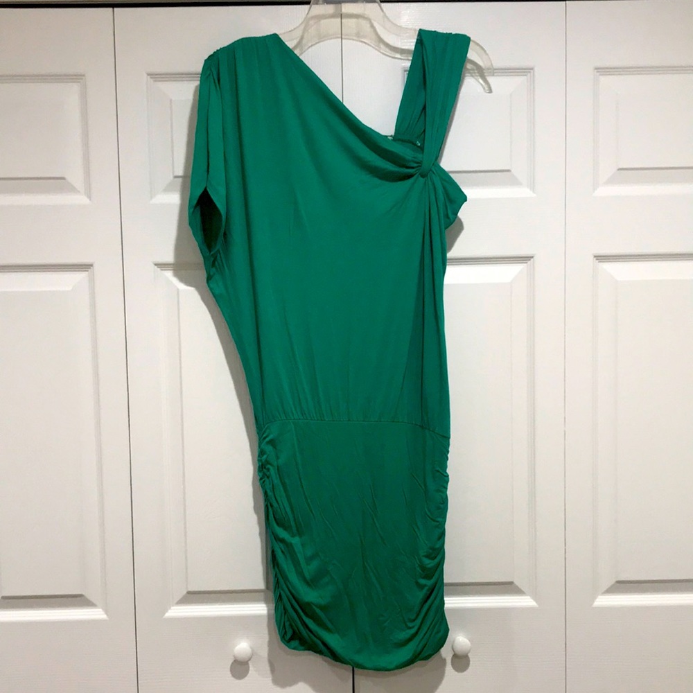 Arden B Asymmetrical Neckline Dress with Banded Bottom
